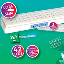 Luminaria Aut. 42 Led's blancos de alto brillo - Batería de Litio Ion - Ultra Slim -   Autonomía 15/9Hs. - 2 niveles de iluminación 